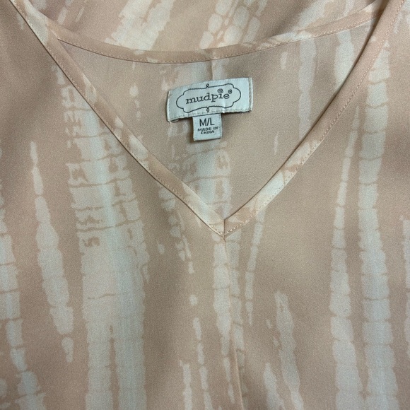 Mud Pie Pinkish Beige Tie-Front Blouse. Womens M/L. SKU B20 - Picture 4 of 6